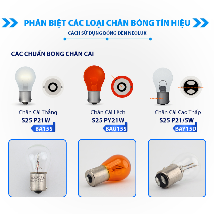 Bóng đèn sau S25 1 tim (TRẮNG) 24V 21W (BA15S) chân thẳng N241 Hiệu NEOLUX