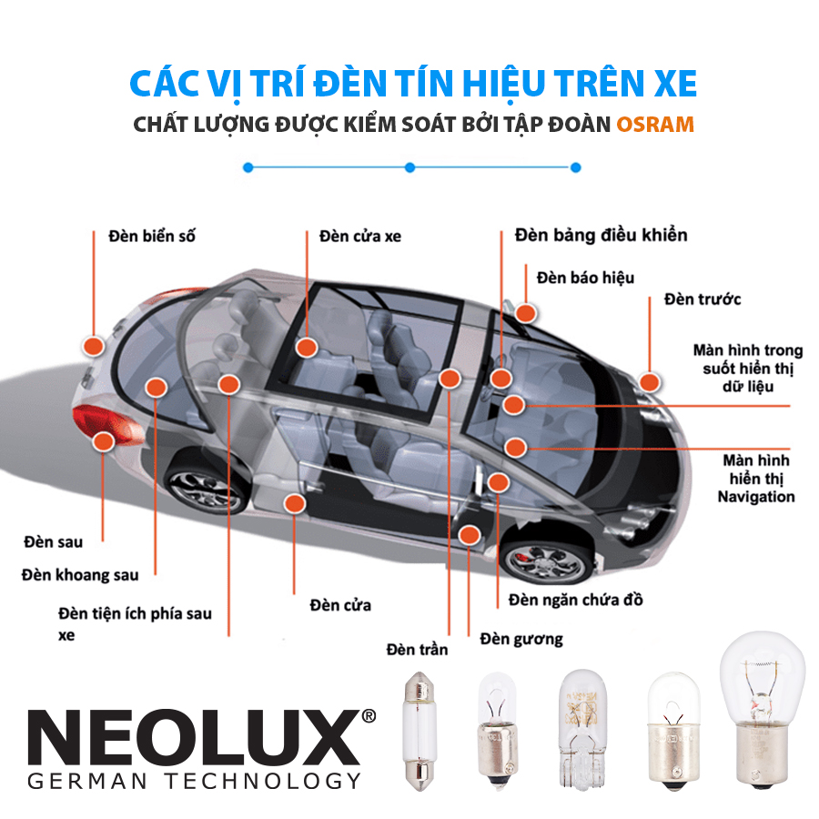 Bóng đèn sau S25 1 tim (TRẮNG) 24V 21W (BA15S) chân thẳng N241 Hiệu NEOLUX
