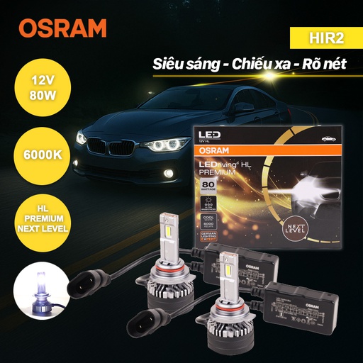 [BDOLEDH9012CW] Bóng Led Pocky 2 HIR 2 H9012CW 12V 80W 6000K 2 bóng/hộp Hiệu Osram