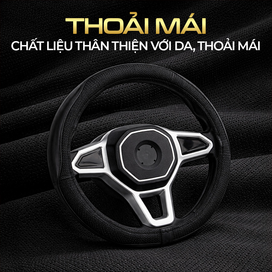 Bao vô lăng CIND PU+TPE E011 size M đen/đen