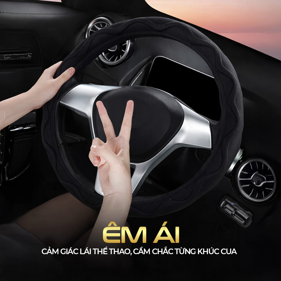 Bao vô lăng CIND PU+TPE Y019 size M đen