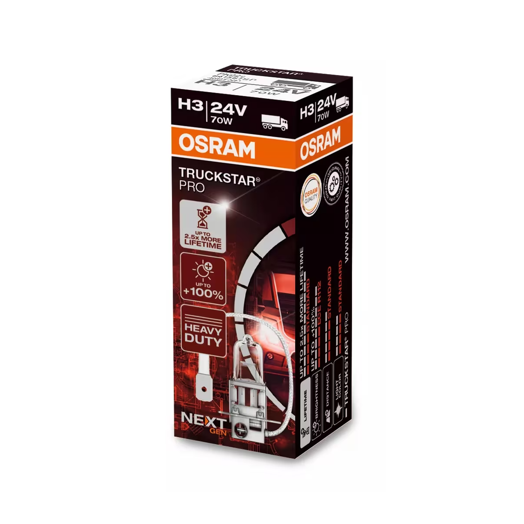 Bóng Halogen Tăng Sáng 100% Truckstar Pro H3 24V 70W 64156TSP-Hộp giấy Hiệu Osram