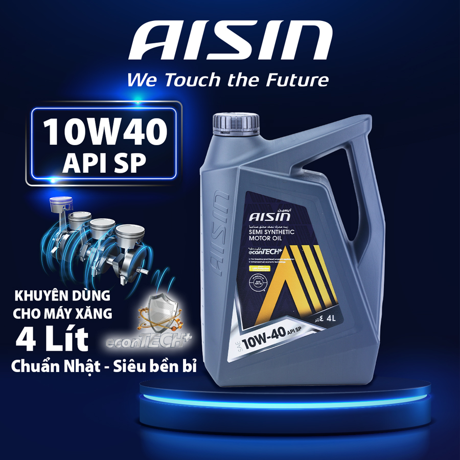 Nhớt Động Cơ Aisin 10W-40 SN/CF Semi Synthetic 4 Lít ESSNP1044P