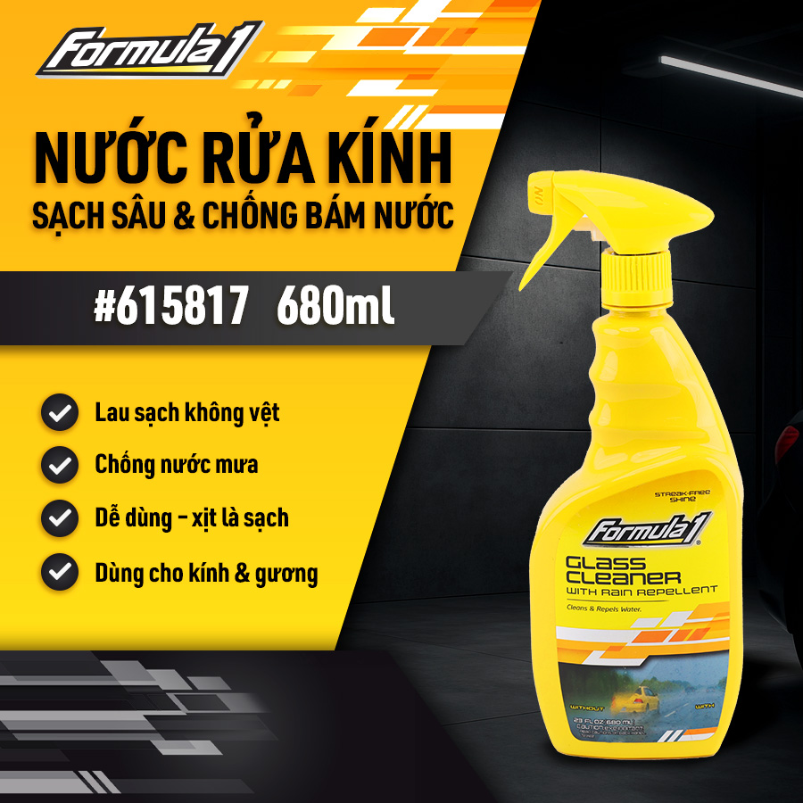 Nước rửa kính chống bám nước Formula 1 (Glass Cleaner) (680ml) # 615807 (New #615817)