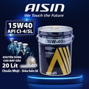 Nhớt Động Cơ Aisin 15W-40 CI-4/SL econTECH+ Semi Synthetic 20L ECSI154PLB