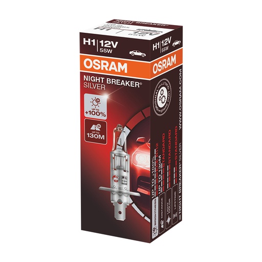 [BDOH112V64150NBS] Bóng Halogen Tăng Sáng 100% Night Breaker Silver H1 12V 55W 64150NBS Hiệu Osram