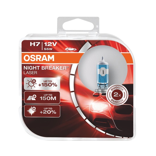 [BDOH712V64210NL] Bóng Halogen Tăng Sáng 150% Night Breaker Laser H7 12V 55W 64210NL-HCB Hiệu Osram