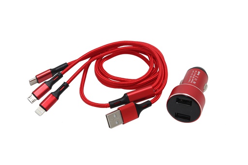 [SDTMHC74DO] Multi-function mobile phone charger C74+線 4.8A-12V-24V Red